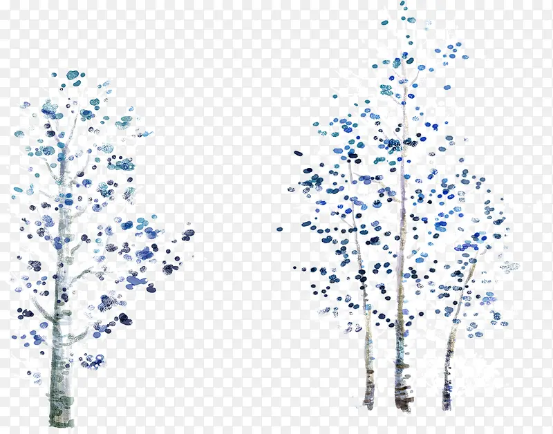 冬天的树木手绘扁平风格