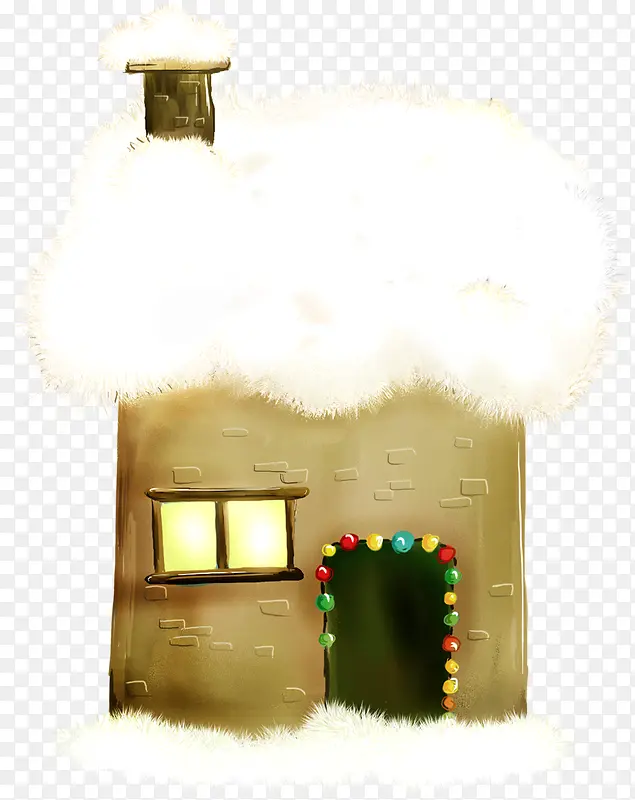 手绘冬季雪花圣诞节房屋