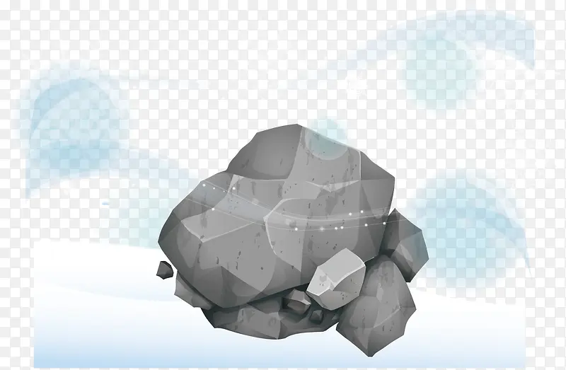 雪景冬季雪花石头素材