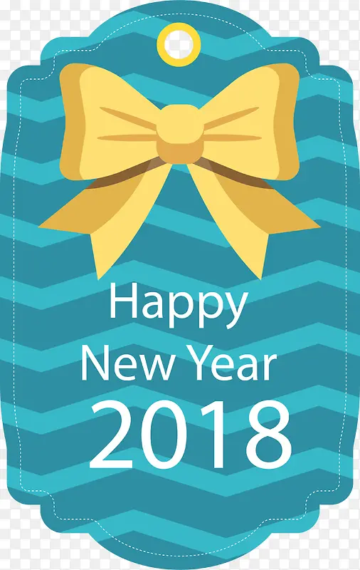 新年手绘蝴蝶结标签