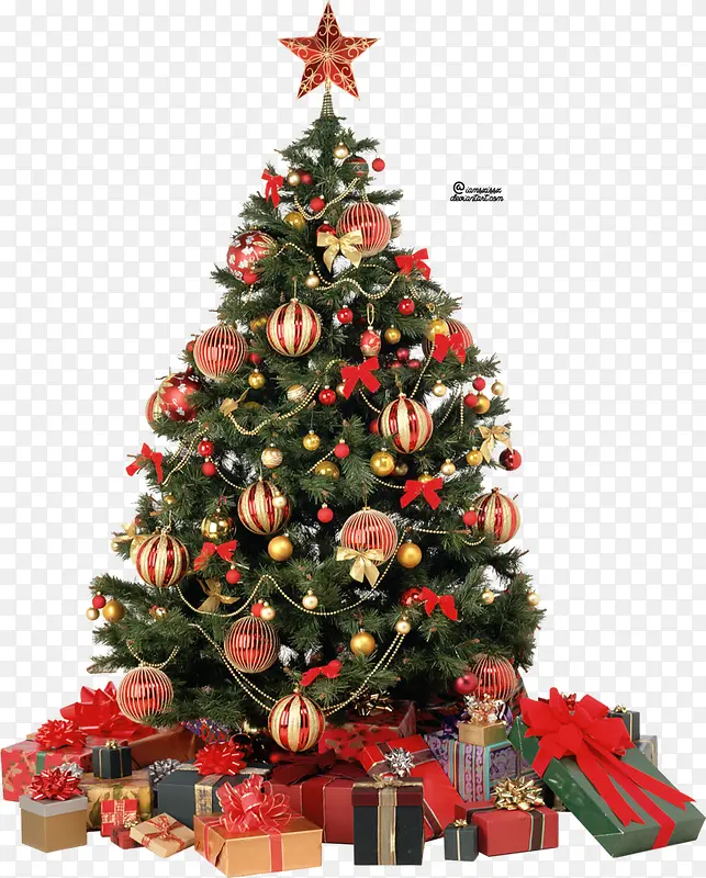 圣诞树挂满彩球的圣诞树