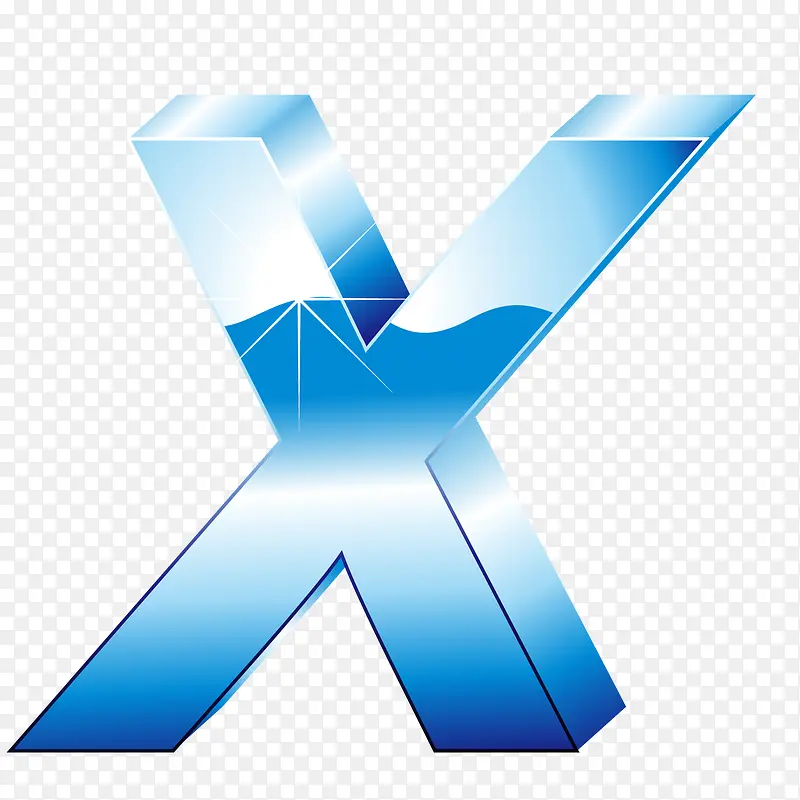 立体冰蓝效果字母X