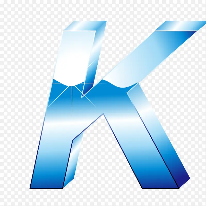 立体冰蓝效果字母K