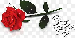 手绘红色玫瑰花情人节装饰