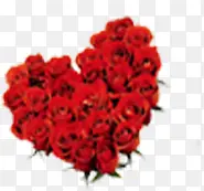 大红色心形玫瑰花元素
