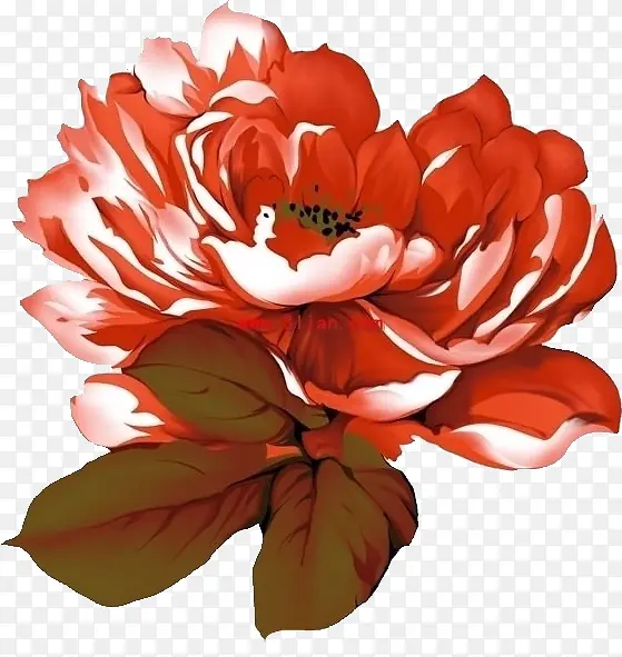 创意高清手绘合成红色的玫瑰花