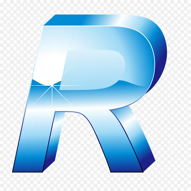 立体冰蓝效果字母R