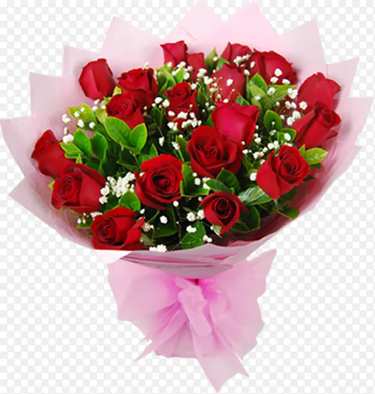粉色浪漫红玫瑰花束