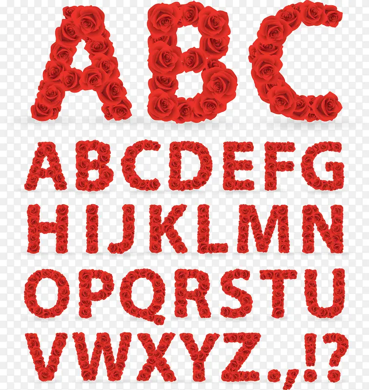 26个红玫瑰字母设计