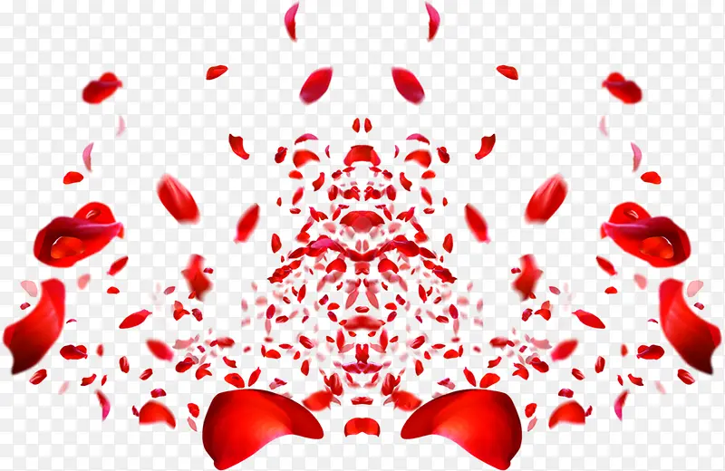 红色漂浮红色玫瑰花瓣