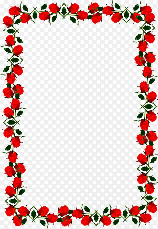 红色玫瑰边框欧式花纹