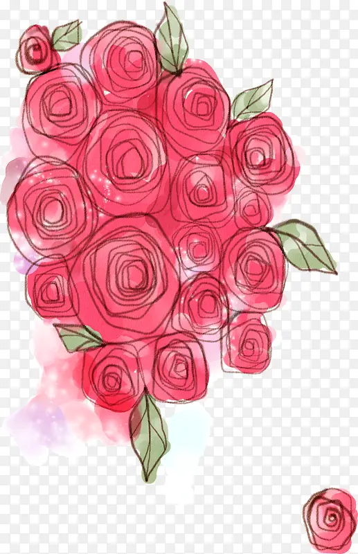 手绘卡通红色玫瑰