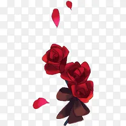 红色手绘玫瑰花朵