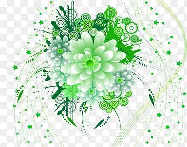 绿色大花欧式花纹