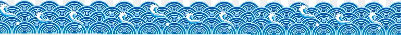 蓝色卡通手绘大海浪花
