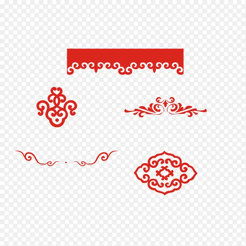 六只红色大气的中式花纹PNG图片素材下载_图片编号ybbbvzbx-免抠素材网