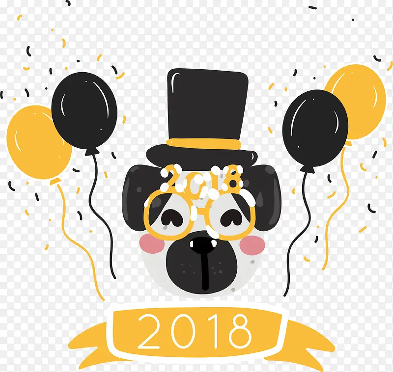 2018卡通狗年装饰图案