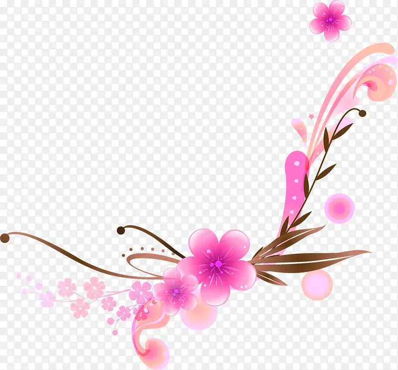 手绘粉红色花朵边框装饰