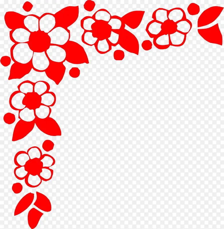 红色花朵边框欧式花纹