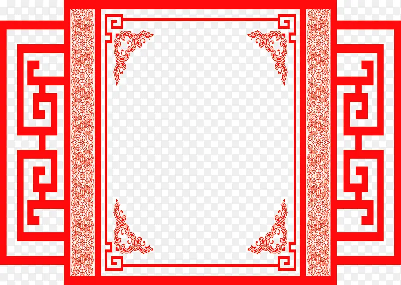中秋节手绘红色边框