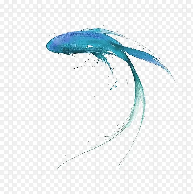 蓝色清新小鱼装饰图案