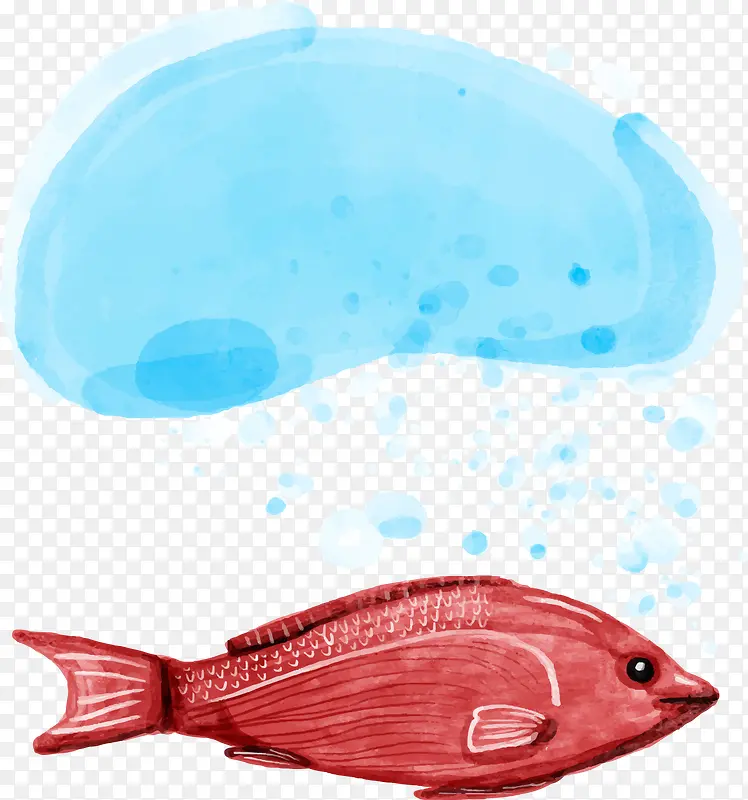 矢量手绘水彩鱼