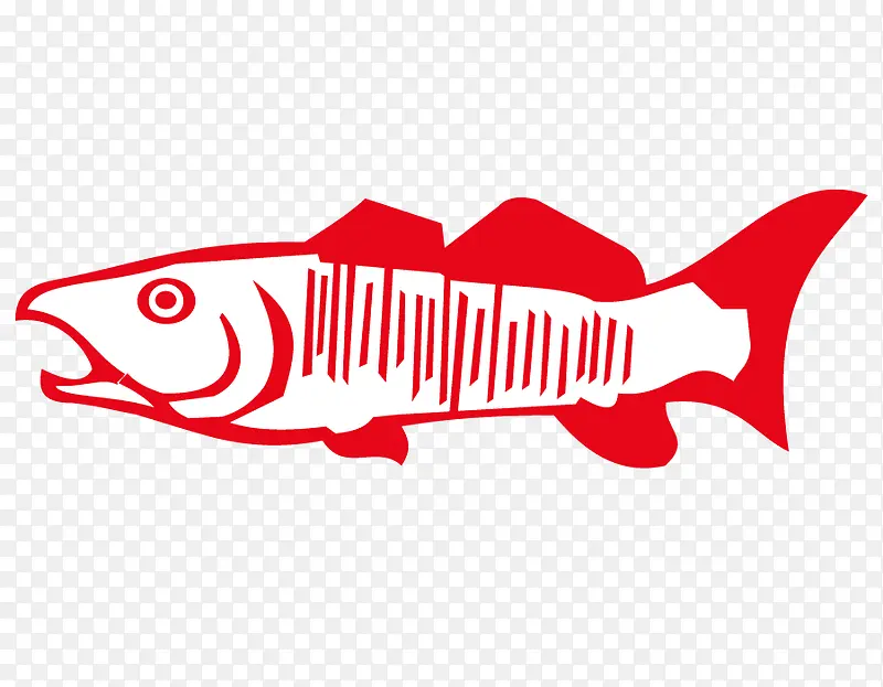 红色手绘鱼矢量图