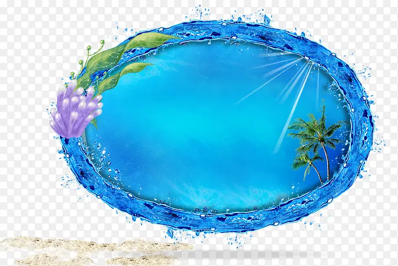 夏天 蓝色 树 海洋 沙滩