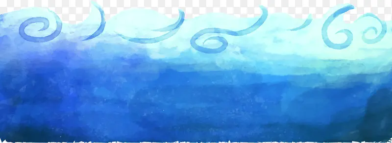矢量手绘蓝色水彩