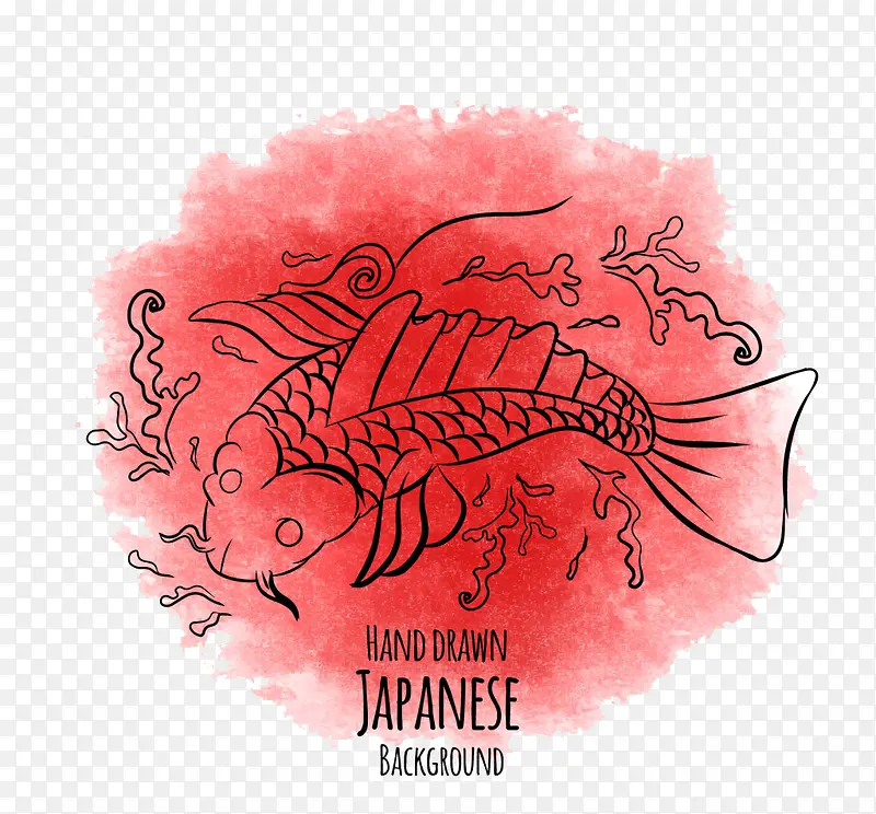 红色手绘日本鱼