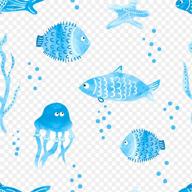 水彩画海洋动物