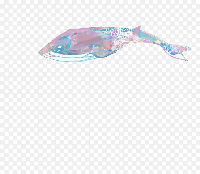 水彩手绘鲸鱼图案