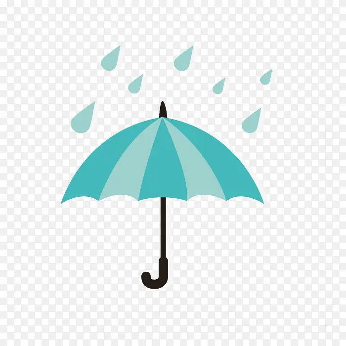 卡通蓝色雨伞雨滴