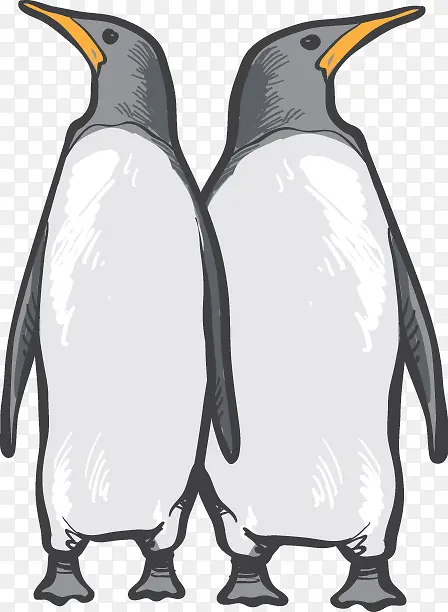 卡通矢量手绘企鹅动物