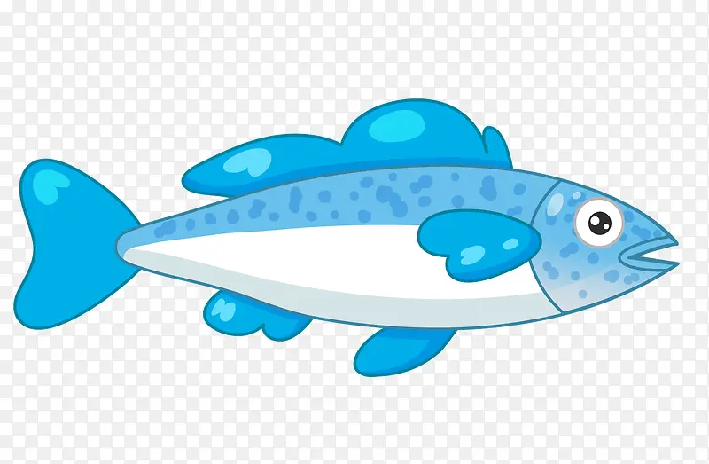 卡通手绘蓝色小鱼