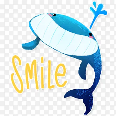 smile微笑的蓝色鲸鱼卡通