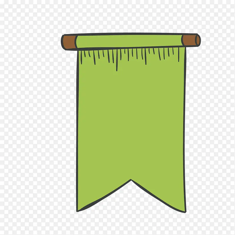 绿色手绘线稿旗帜元素