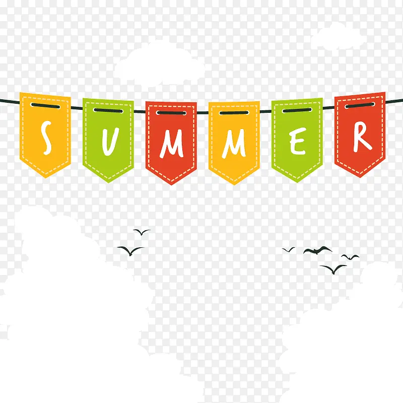 summer夏天彩色卡通彩旗