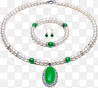 白色玉石珍珠项链