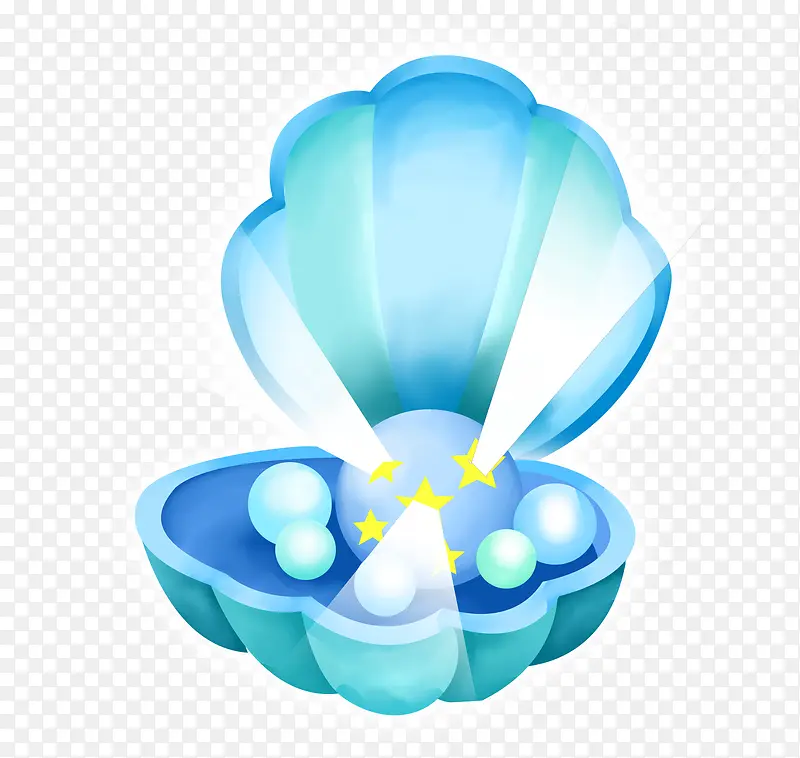 手绘蓝色梦幻珍珠