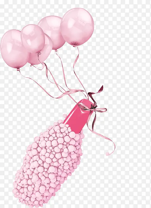 粉红气球漂浮装饰