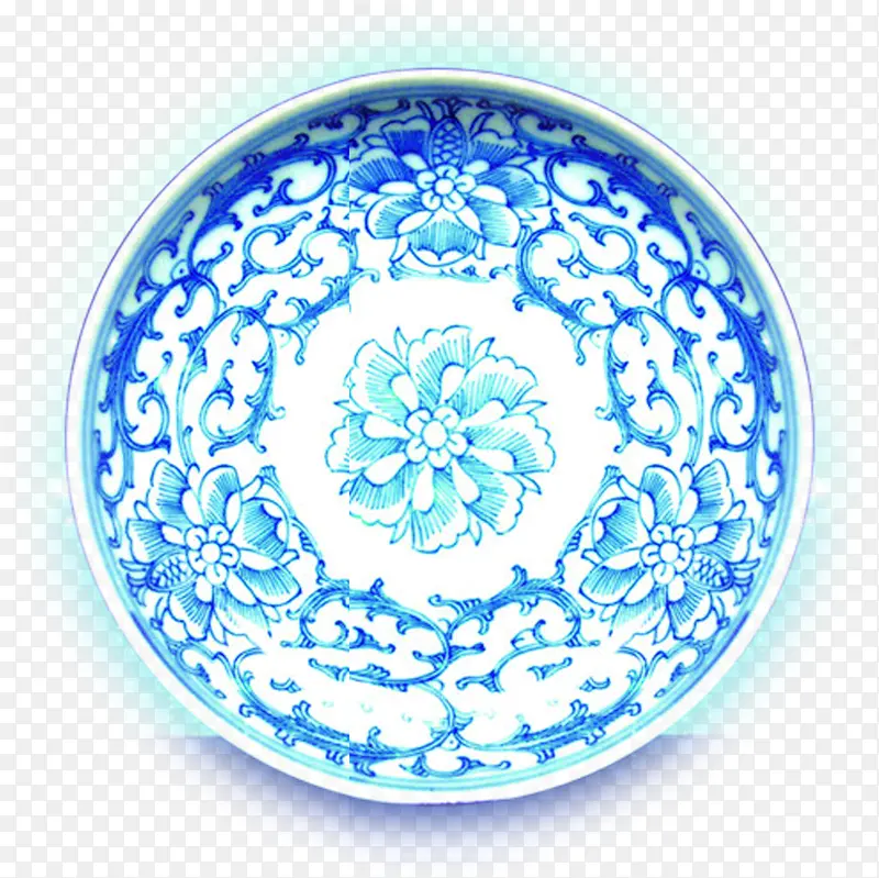 蓝色高清花纹陶瓷