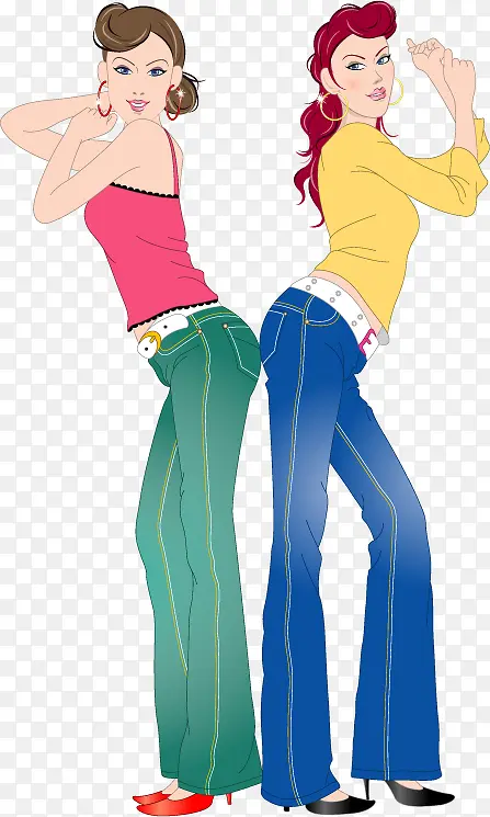 时尚姐妺花矢量图
