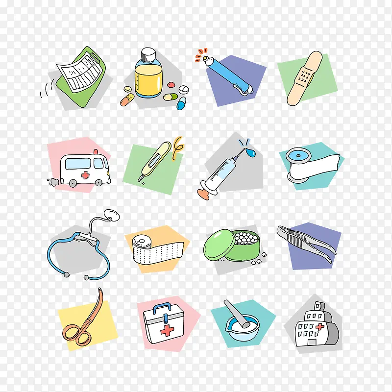 卡通医疗图标矢量图