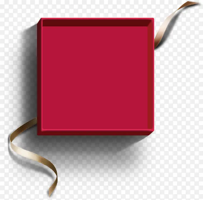 红色礼物盒卡其色彩带