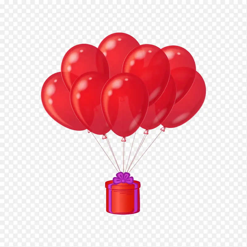 红色气球红色礼盒