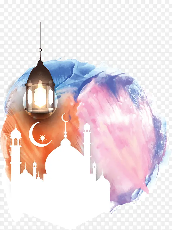 水彩涂鸦伊斯兰节日