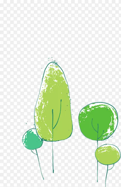 手绘绿色涂鸦植物