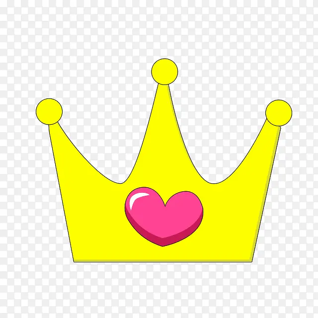 手绘黄色爱心标志皇冠
