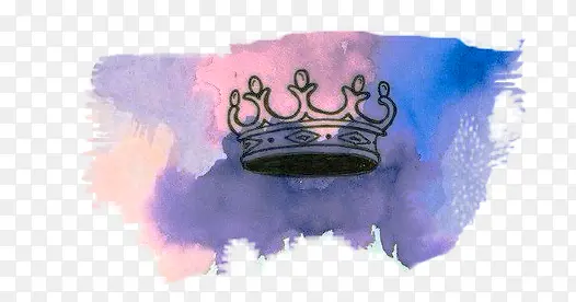 彩色水墨手绘皇冠